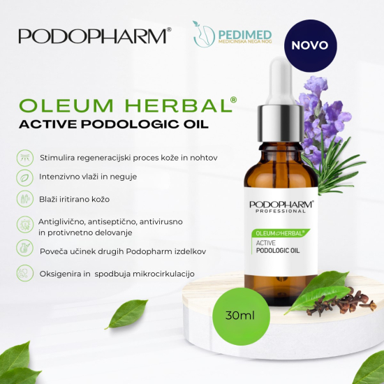 Prikazujem sliko PODOPHARM PROFESSIONAL zeliščno podološko olje, 30 ml Slika produkta PODOPHARM PROFESSIONAL zeliščno podološko olje, 30 ml